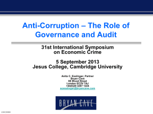 Anti-Corruption – The Role of Governance and Audit