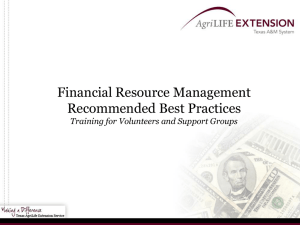 Financial Resource Management: Recommended Best Practices