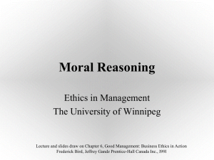 Moral Reasoning - Department of Business and Administration