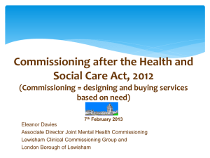 Commissioning after the Health and Social Care