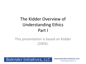 The Kidder Overview of Understanding Ethics Part I