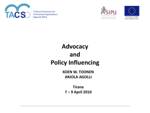 Policy Influencing and Advocacy Principles