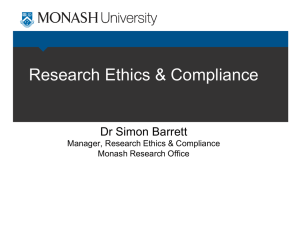 Research Ethics & Compliance Dr Simon Barrett Manager