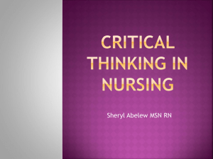 NURS 205 Critical Thinking in Nursing