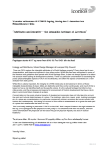 “Attributes and Integrity - the intangible heritage of Liverpool”