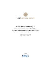 JSM FINANCIAL GROUP AB (publ) up to SEK