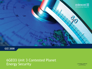 Support and guidance - Unit 3, topic 1: Energy Security