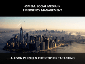 the role of social media in disasters BY PENNISI & TARANTINO
