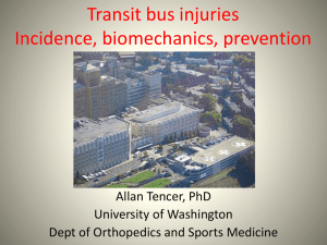 Transit bus injuries Incidence and biomechanics