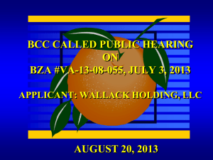 Public Hearing B-Called BZA Wallack Holding