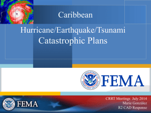 Hurricane/Earthquake/Tsunami Catastrophic Plans