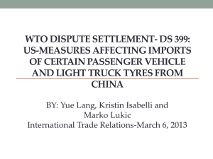 Wto dISPUTE sETTLEMENT- ds 399: US