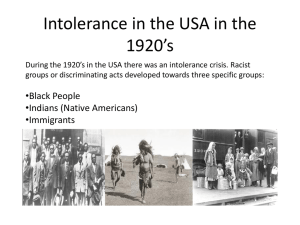 Intolerance in the USA in the 1920`s