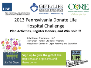 Pennsylvania Donate Life Hospital Challenge Presentation
