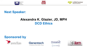 Alexandra K. Glazier, JD, MPH DCD Ethics Next Speaker