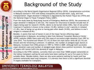 Level of Awareness regarding Organ Donation among UTM Students