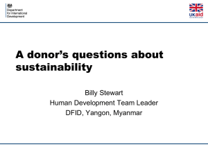 A Donor`s Question about Sustainability