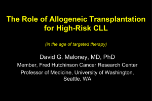 The Role of Allogeneic Transplantation in High Risk CLL