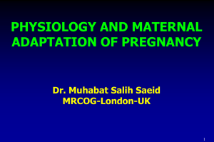 Physiology & Maternal Adaptation of Pregnancy