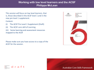 ACSF Pre level 1 Learning * DRAFT LEARNING PRE LEVEL 1