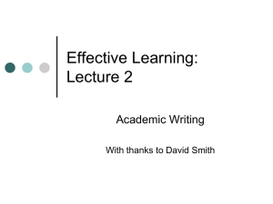 Effective Learning: Lecture 2