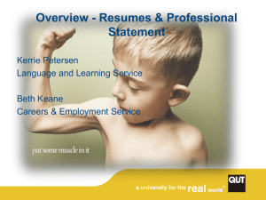 Writing Your Resume and Personal Statement (for final year