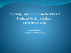 Exploring Linguistic Characteristics of Heritage Persian speakers