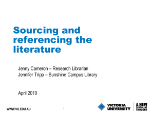 Sourcing and referencing the literature
