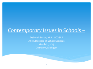 Contemporary Issues in Schools - Michigan Speech