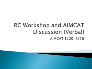 RC Workshop and AIMCAT Discussion