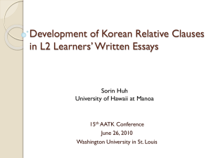 Development of Korean Relative Clauses in L2 Learners* Written