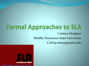 Formal Approaches to SLA - ESL-Professional