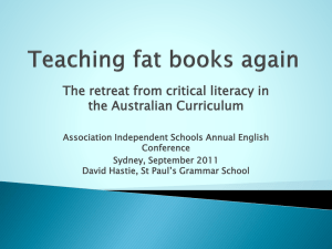 Teaching Fat Books Again - Association of Independent Schools of