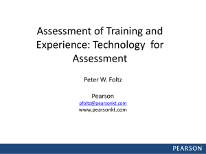 Assessment of Training and Experience Technology