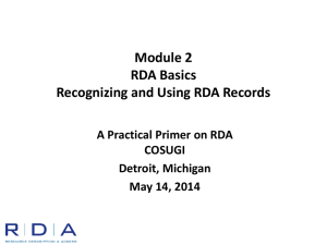 Module 2 - Recognizing and Using RDA Records