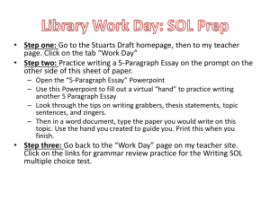 Library Work Day: SOL Prep - Augusta County Public Schools