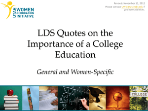 LDS Quotes on Education - Utah Womens Education Initiative