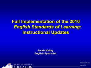 English SOL`s 2010 instructional updates