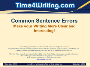 Common Sentence Errors Make your Writing More