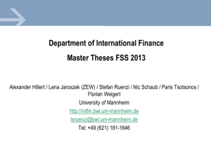 Department of International Finance Master Theses FSS 2013