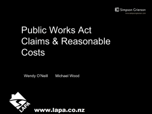 Public Works Act Disturbance Claims and Reasonable Costs
