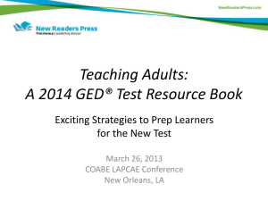 Teaching Adults: A 2014 GED® Test Resource Book