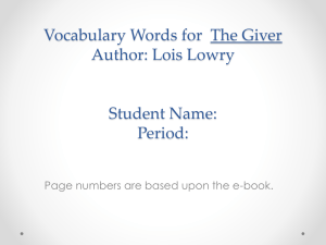 Vocabulary Words The Giver