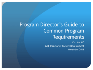 Program Director Guide to Common Program