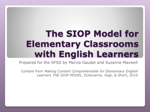 Intro. To SIOP for