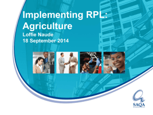 Implementing Recognition of Prior Learning: Agriculture