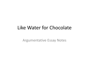 Like Water for Chocolate Argumentative Essay Notes