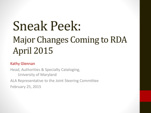 Sneak Peek: Major Changes Coming to RDA April 2015