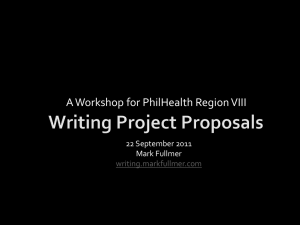 Project Proposals: Objectives & Rationale