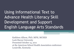 Using informational text to advance health literacy skill development